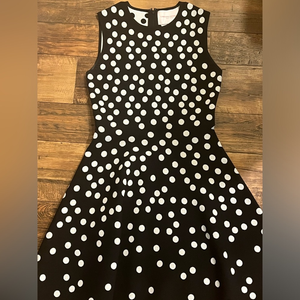 Black and white polka dot Carolina Herrera dress
